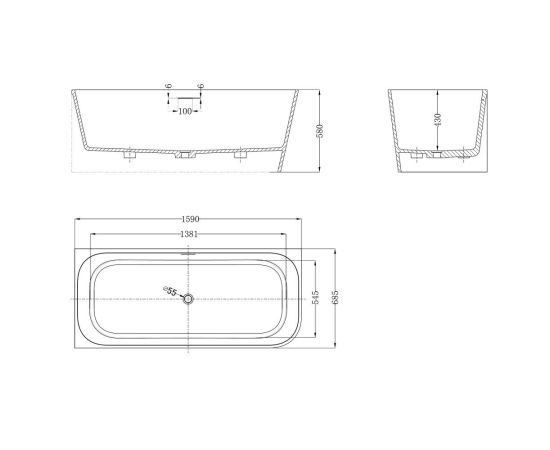 Ванна из искусственного камня ABBER Stein AS9680 L белая матовая_, изображение 10