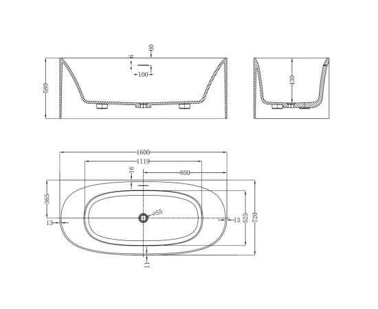Ванна из искусственного камня ABBER Stein AS9681 белая матовая_, изображение 10