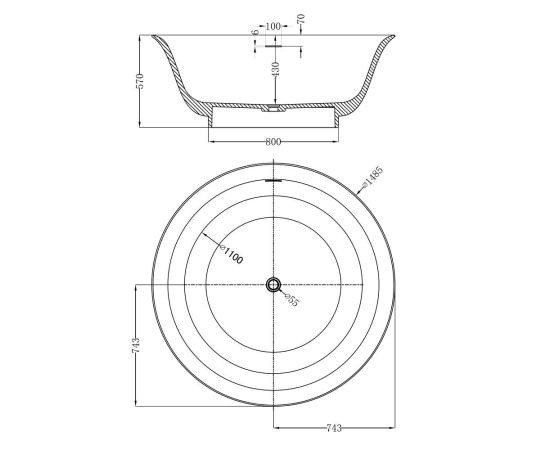 Ванна из искусственного камня ABBER Stein AS9685 белая матовая_, изображение 7